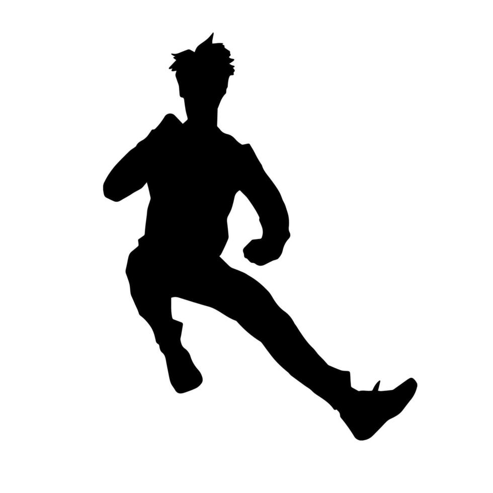 silhouette de une Masculin Danseur dans action pose. silhouette de une svelte homme dans dansant pose. vecteur