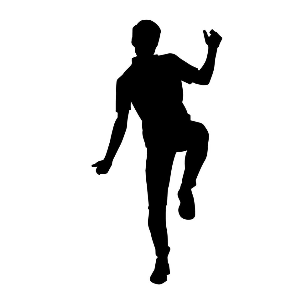 silhouette de une Masculin Danseur dans action pose. silhouette de une svelte homme dans dansant pose. vecteur