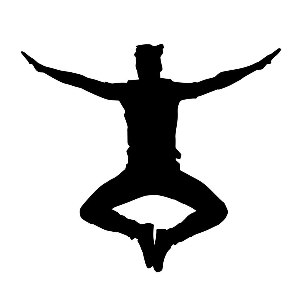 silhouette de une Masculin Danseur dans action pose. silhouette de une svelte homme dans dansant pose. vecteur