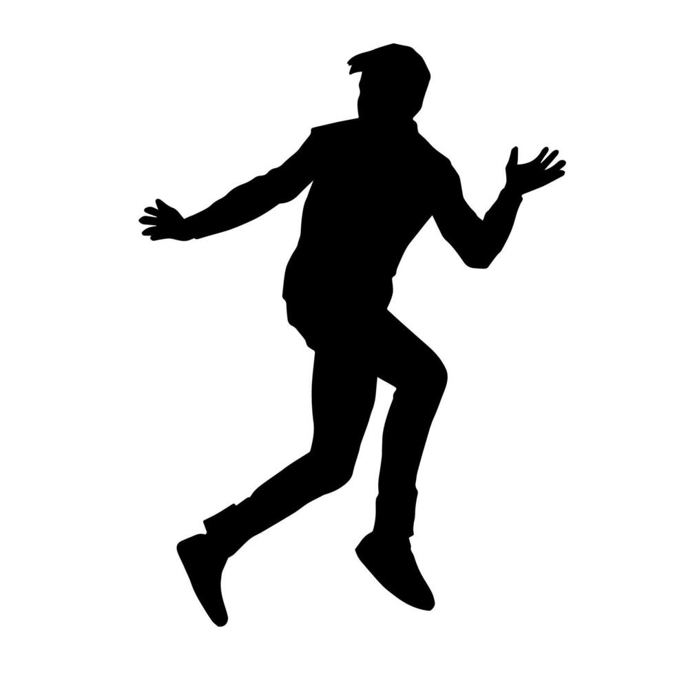 silhouette de une Masculin Danseur dans action pose. silhouette de une svelte homme dans dansant pose. vecteur