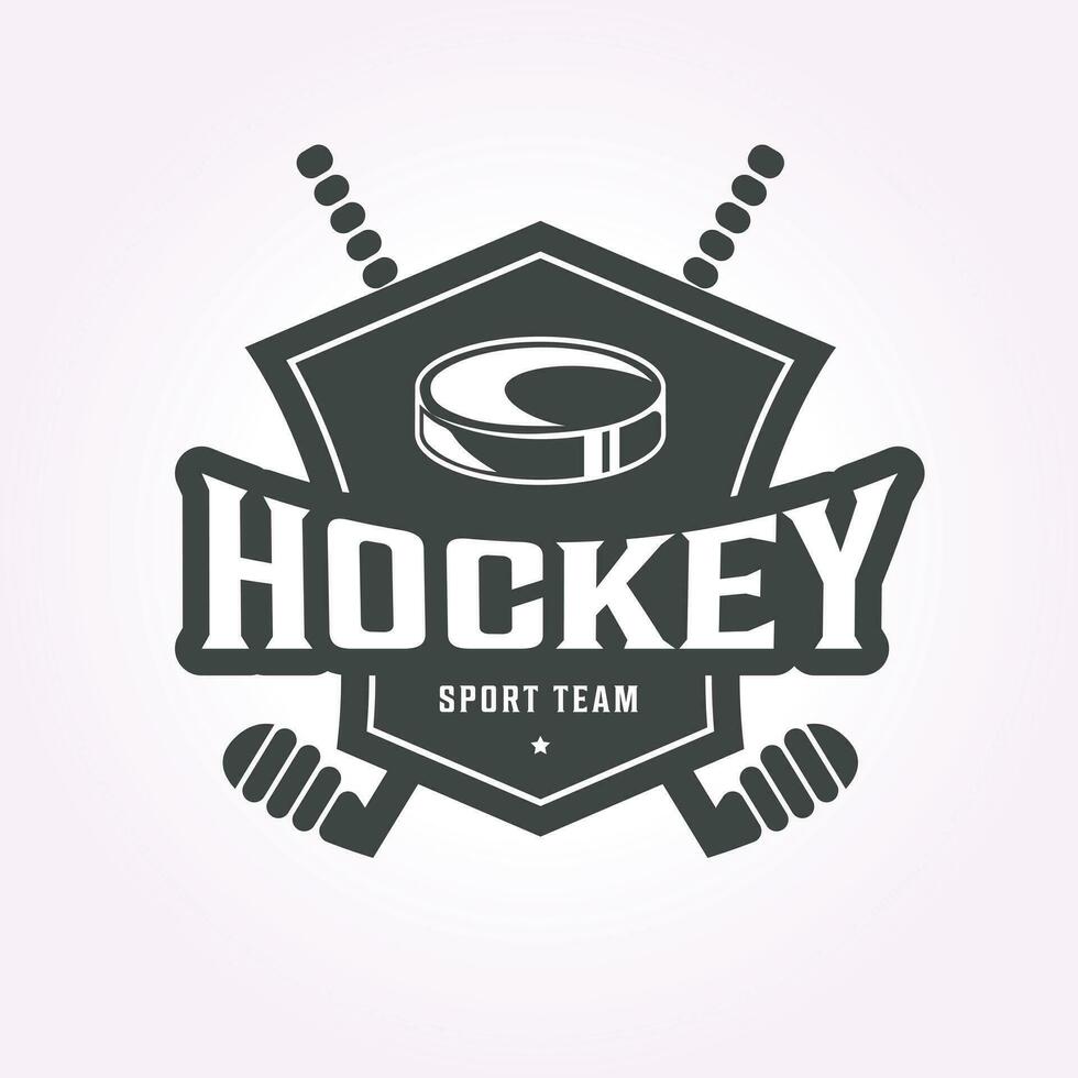 le hockey bâton logo icône conception badge, le hockey sport équipe illustration vecteur modèle