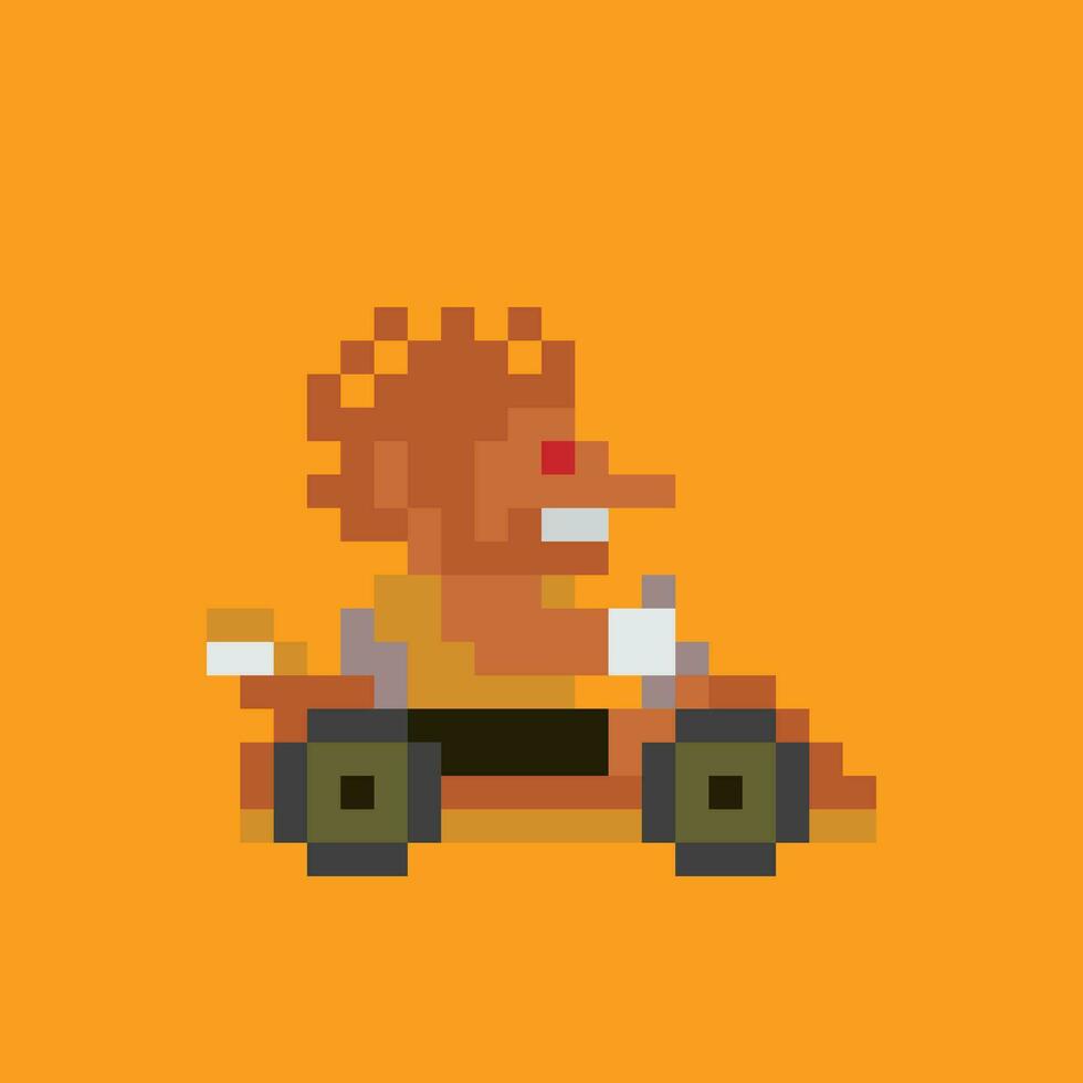 pixel art de une homme conduite une kart vecteur