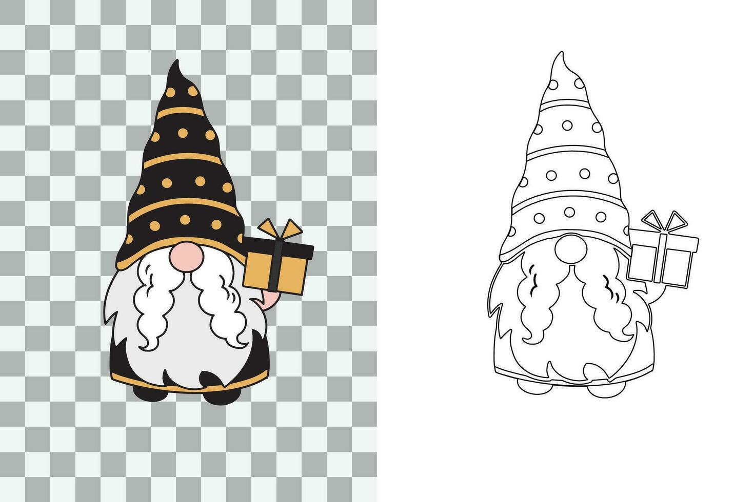 Nouveau année gnome vecteur main noyer personnage avec contour nain clipart