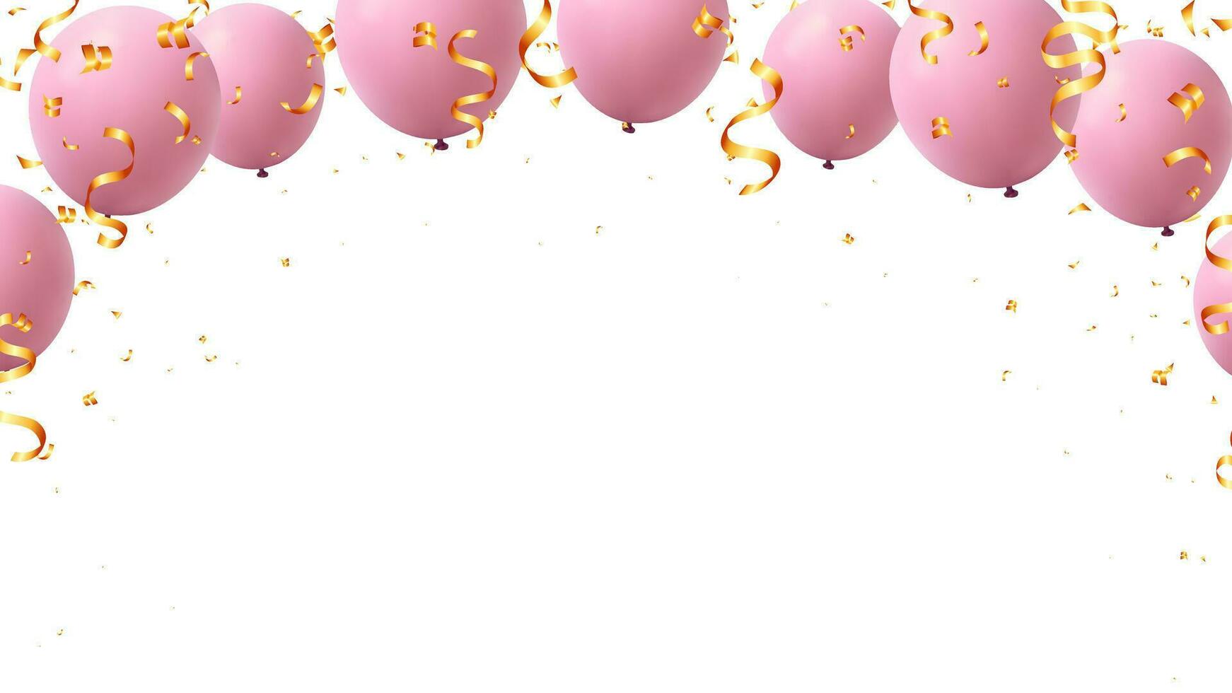 de fête décoration dans réaliste rose hélium des ballons conception pour Valentin, mariage et anniversaire vecteur