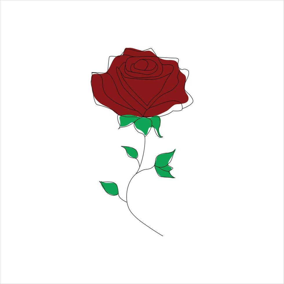 Rose un continu ligne dessin. floral fleur Naturel conception. graphique, esquisser dessin. Rose vecteur