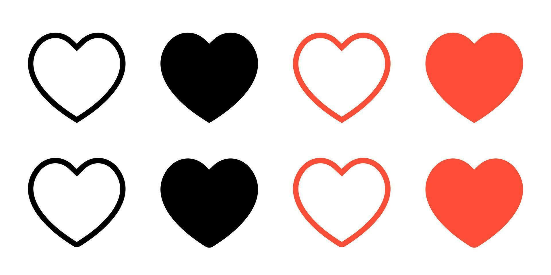 liste de souhaits l'amour icône ensemble collection. cœur symbole vecteur