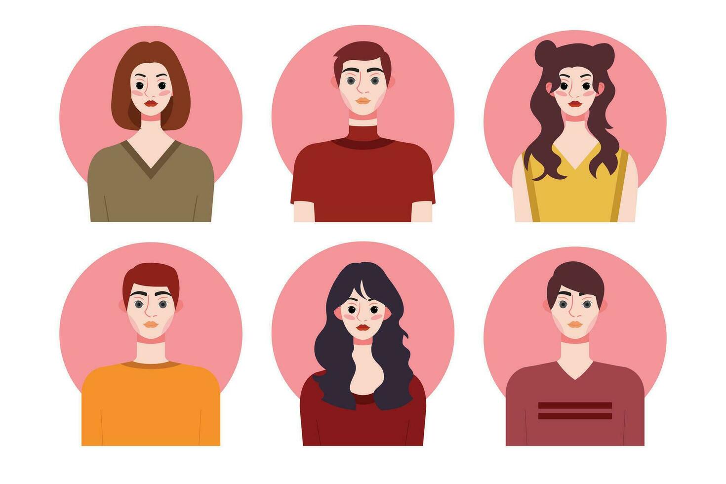 ensemble de social médias profil modèles avec gens avatars. vecteur illustration