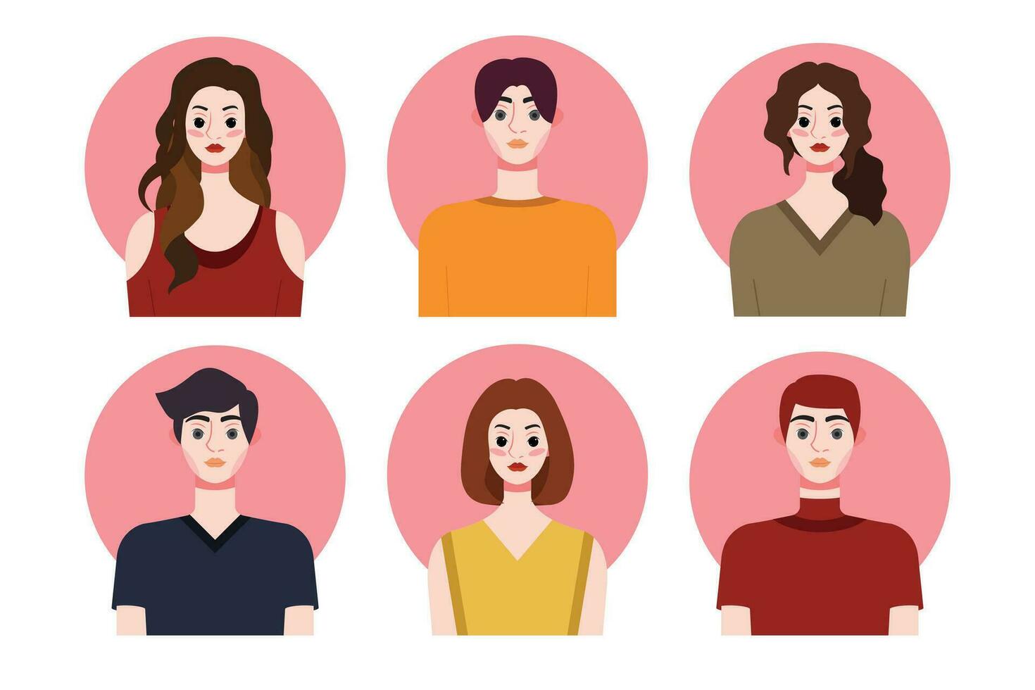 ensemble de social médias profil modèles avec gens avatars. vecteur illustration