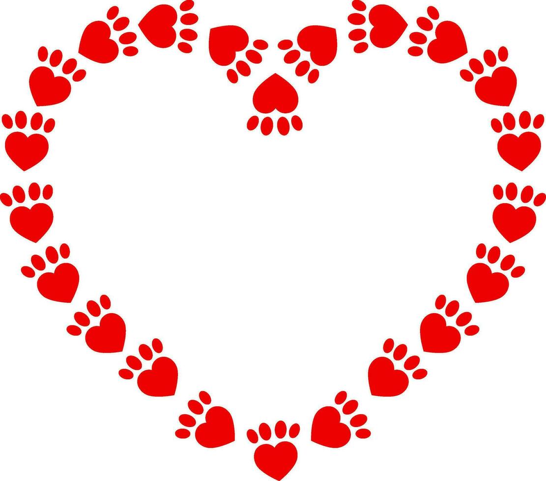 cœurs l'amour animal et animal de compagnie empreinte la Saint-Valentin journée vecteur