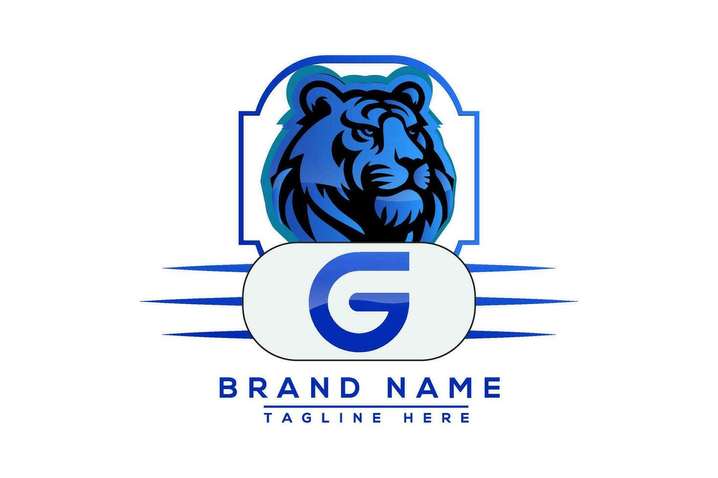 g tigre logo bleu conception. vecteur logo conception pour entreprise.