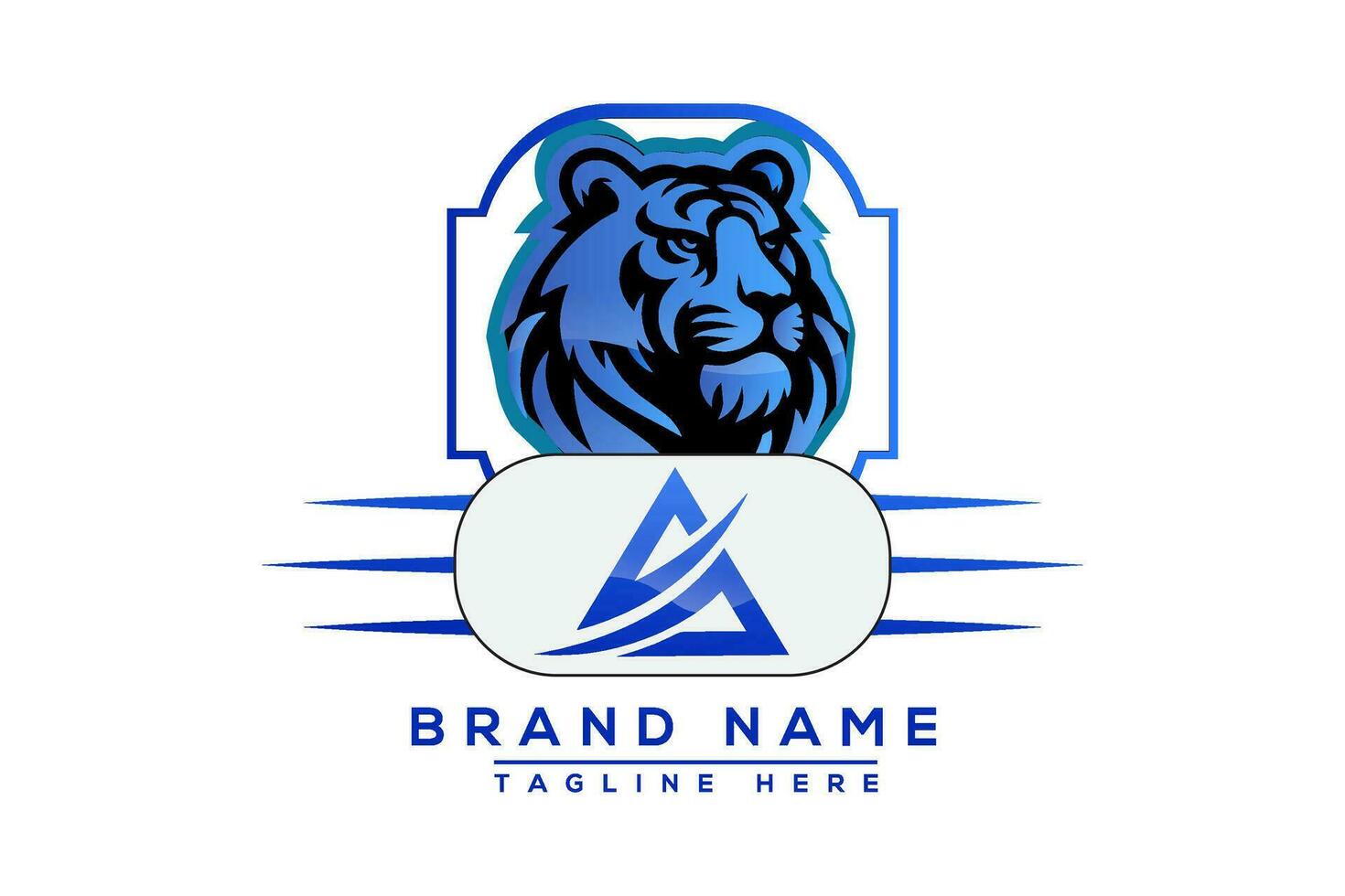 une tigre logo bleu conception. vecteur logo conception pour entreprise.