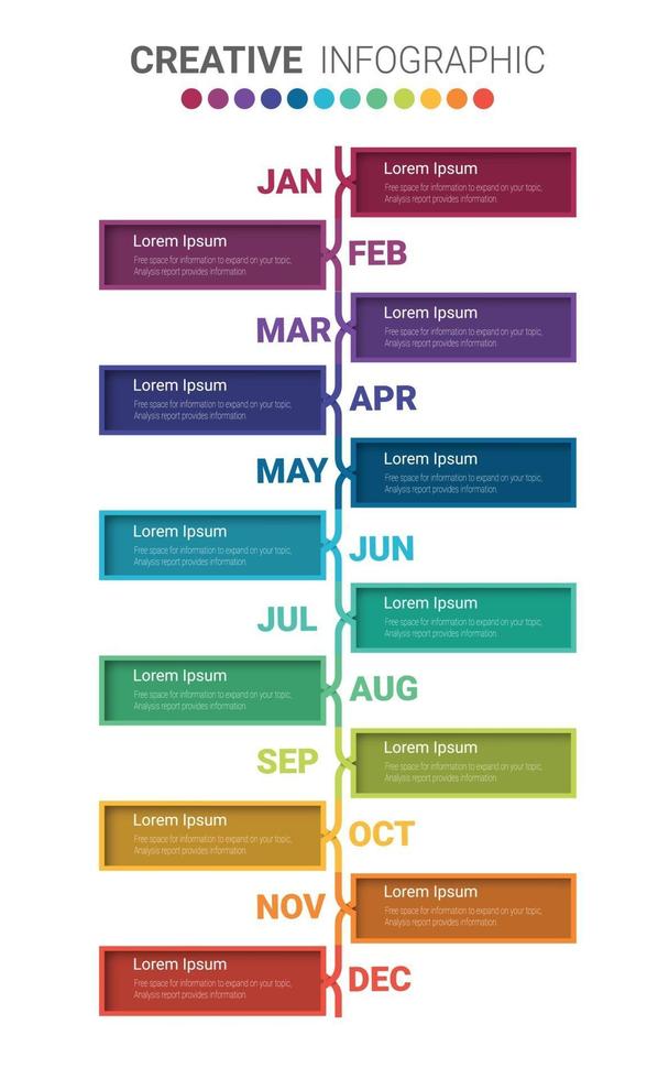 planificateur de l'année 12 mois vecteur de conception d'infographie