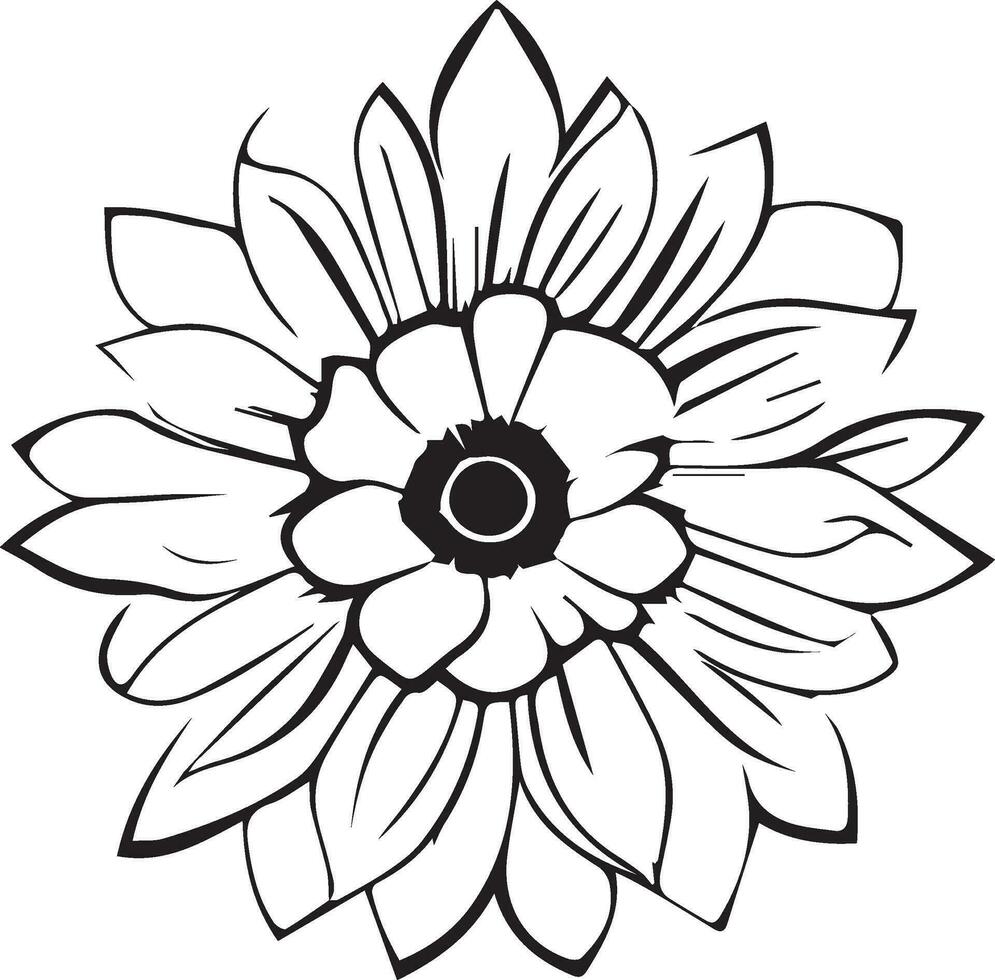 une noir et blanc dessin de une fleur vecteur