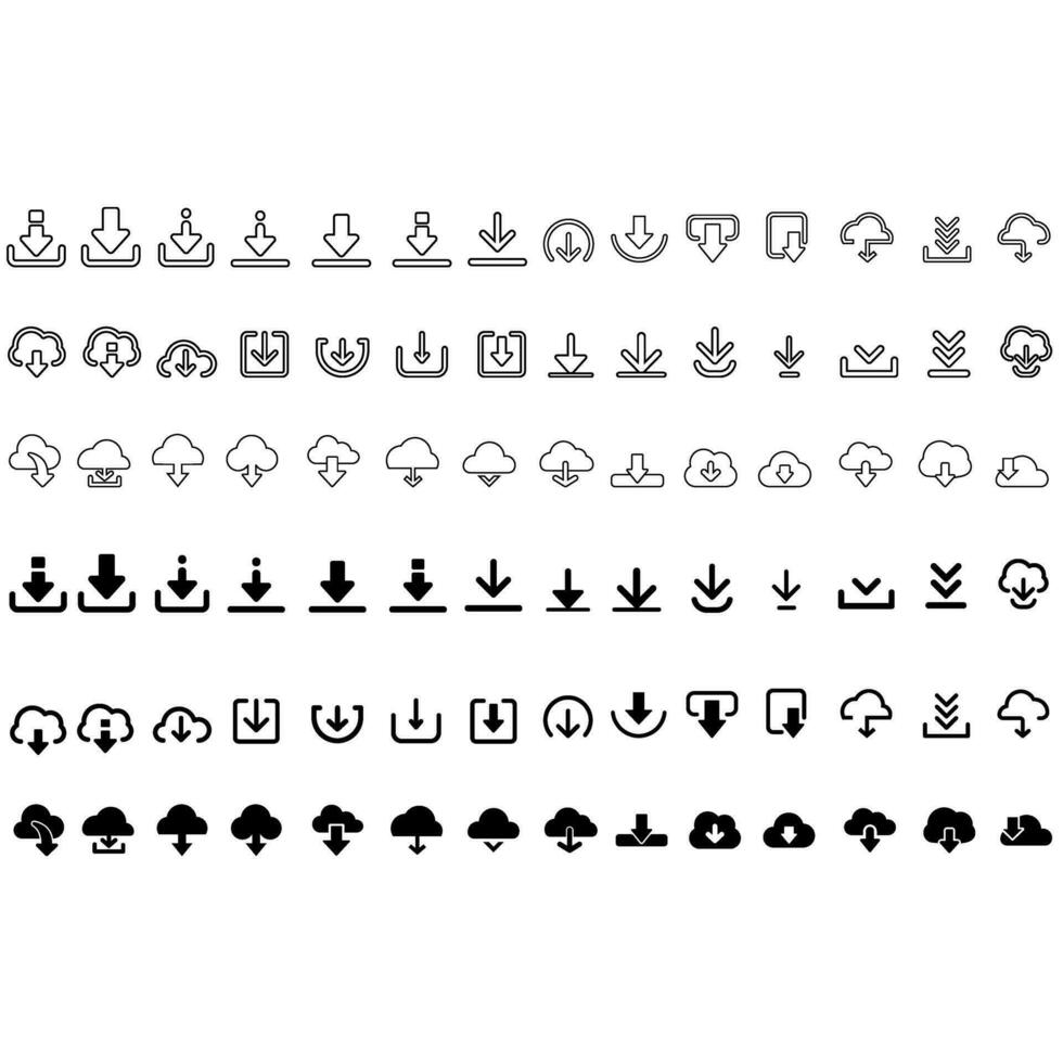 Télécharger icône vecteur ensemble. télécharger bouton illustration collection. charge symbole ou logo.