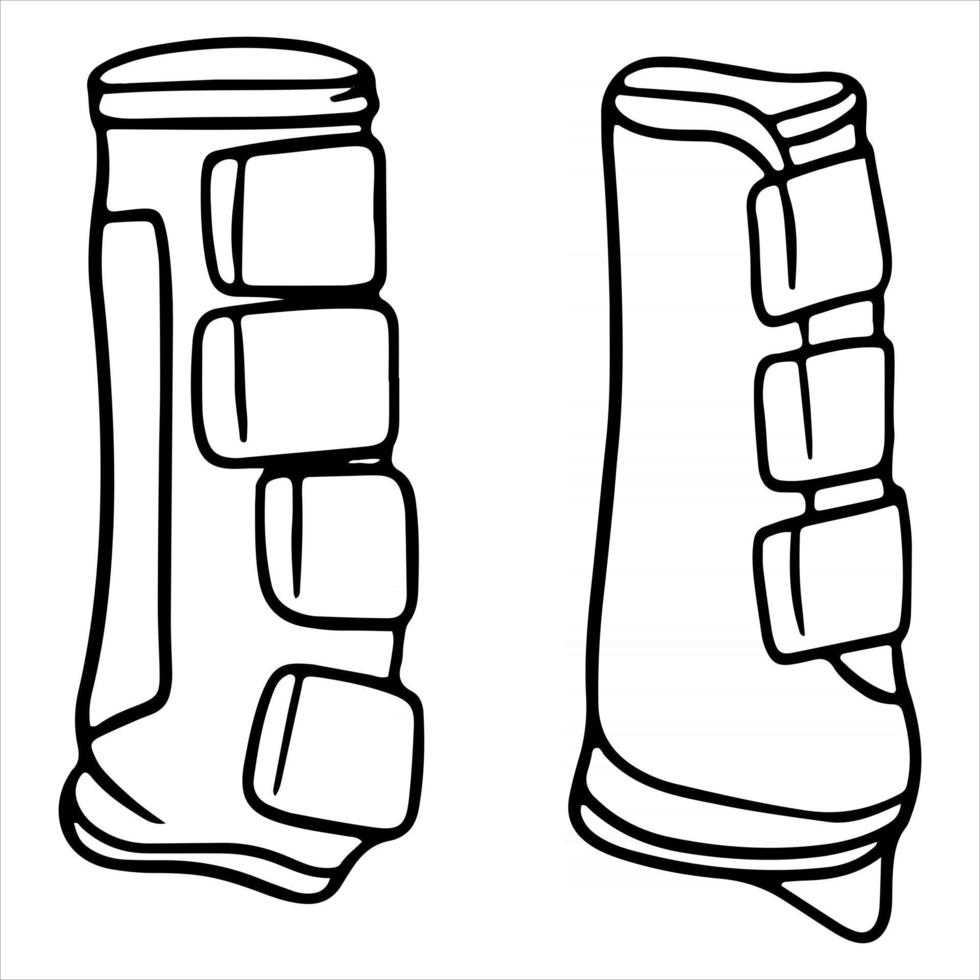 harnais pour un cheval chaussures de protection pour un cheval illustration vectorielle dans le style de ligne pour un livre de coloriage vecteur