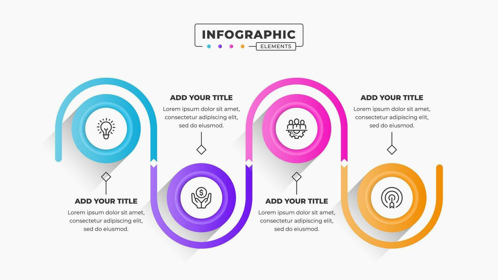 vecteur affaires processus infographie conception modèle avec 4 pas ou les options