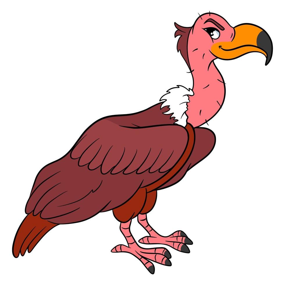 vautour drôle de personnage animal en style cartoon. illustration pour enfants. vecteur