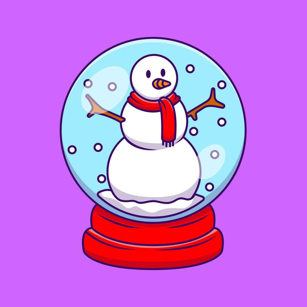 mignonne bonhomme de neige dans une neige globe dessin animé vecteur Icônes illustration. plat dessin animé concept. adapté pour tout Créatif projet.