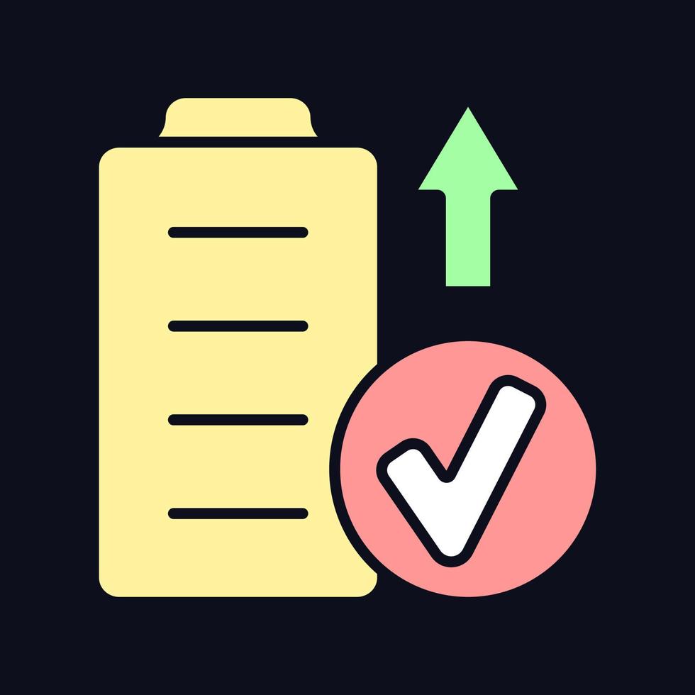 voler avec une batterie chargée icône d'étiquette manuelle couleur rvb pour thème sombre vecteur