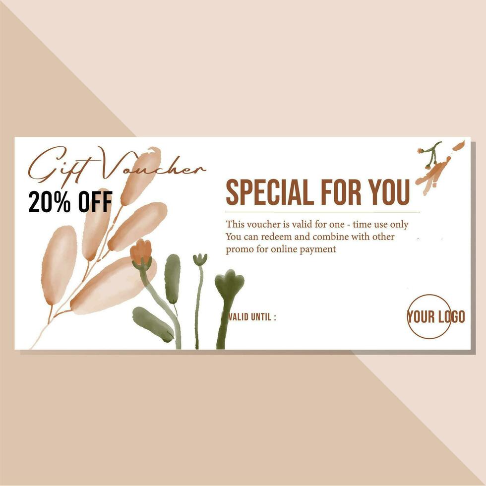 floral cadeau bon coupon modèle en forme pour salon, spa, restaurant, mode magasin, recours vecteur