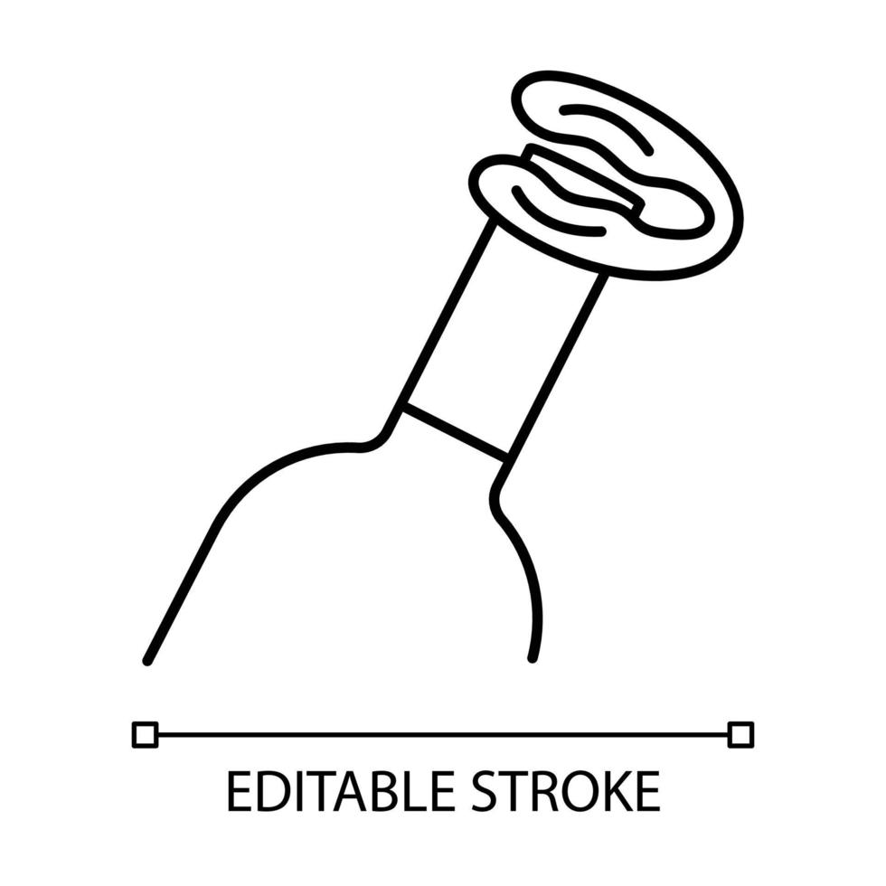 icône linéaire de coupe de bouteille de vin et de papier d'aluminium vecteur