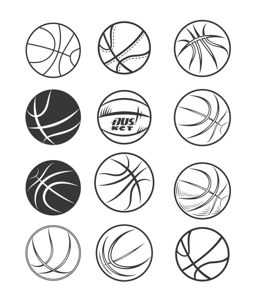 basketball vecteur paquet pour imprimer, basketball icône ensemble, basketball vecteur illustration, basketball silhouette vecteur