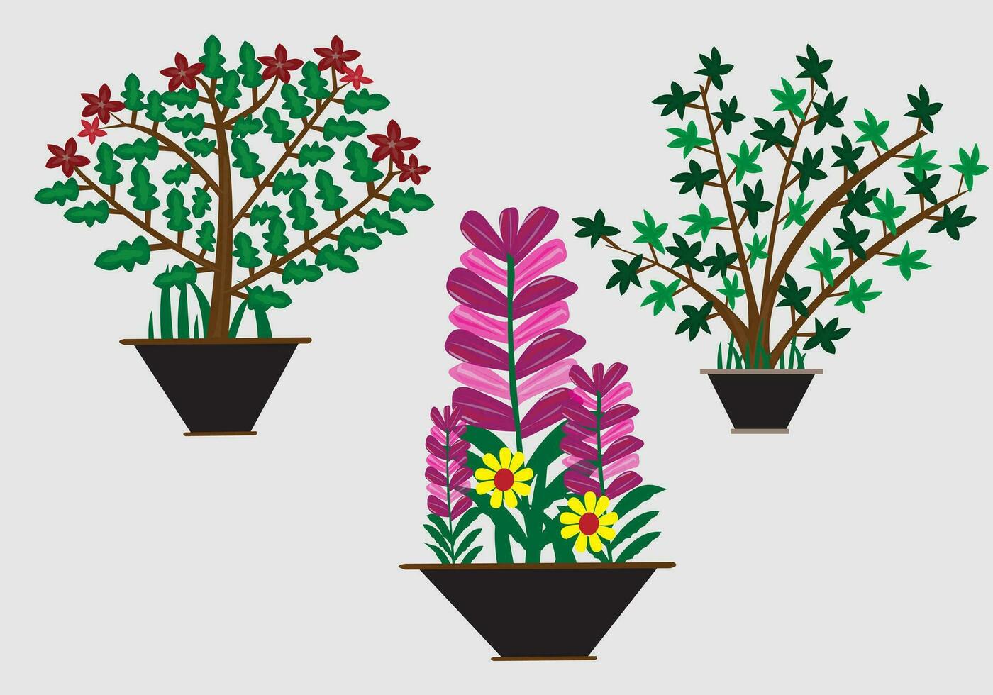 arbre avec fleur vecteur illustration conception paquet dans jardin