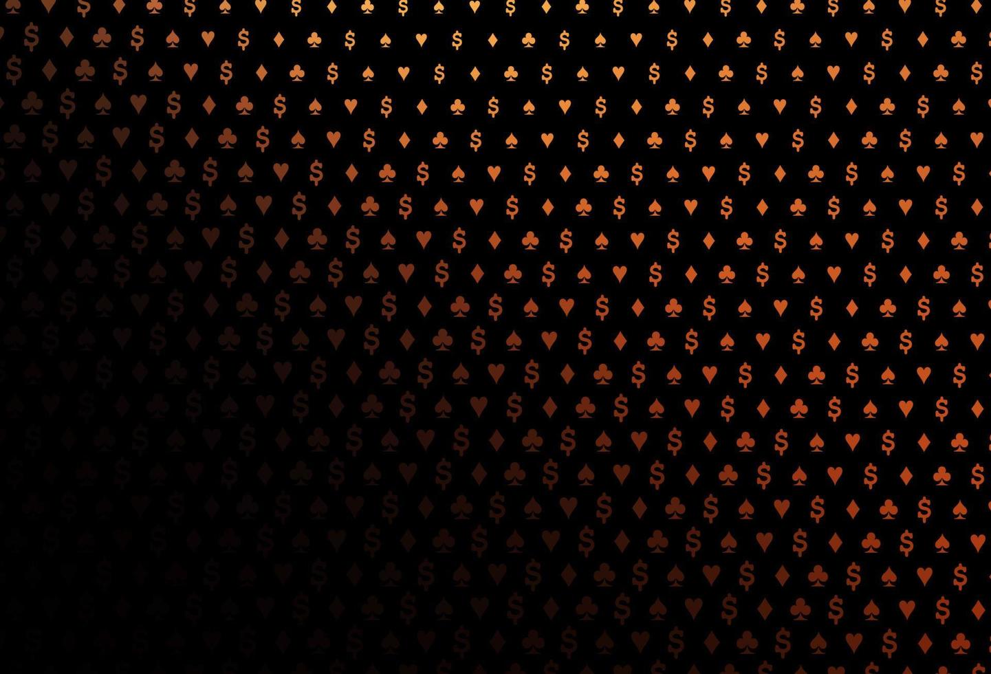 modèle vectoriel orange foncé avec des symboles de poker.