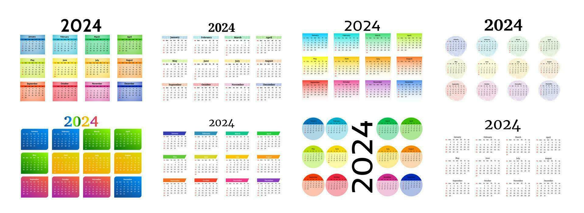 calendrier pour 2024 isolé sur une blanc Contexte vecteur