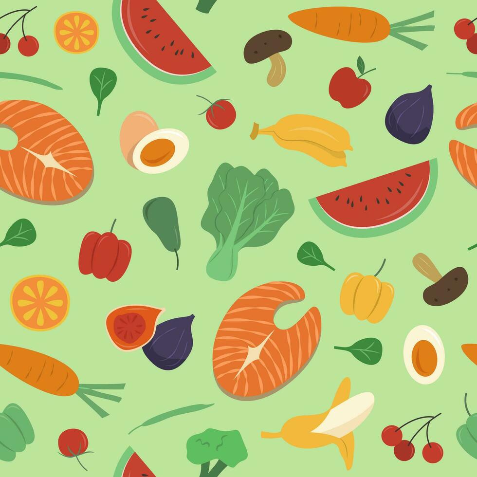 sans couture modèle avec Viande, des fruits et des légumes pour nourriture ingrédient Contexte concept illustration vecteur