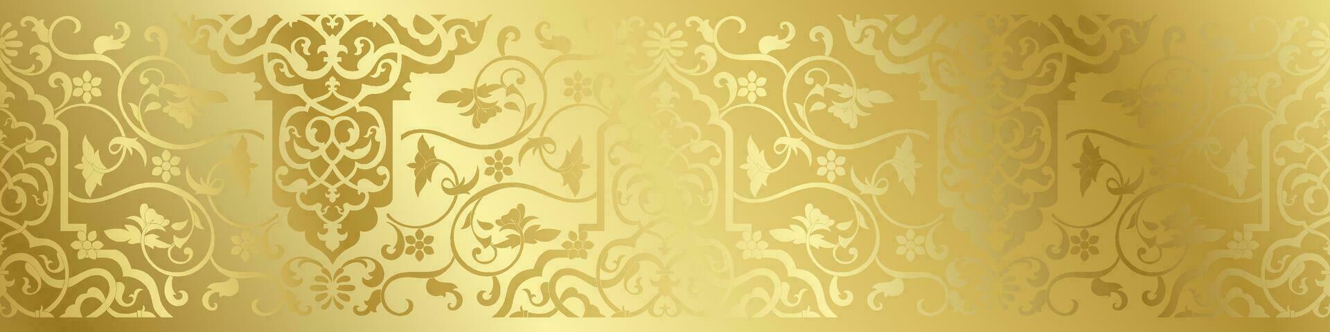 abstrait floral frontière sans couture d'or papier frontière Sculpture sur bois décoratif modèle vecteur