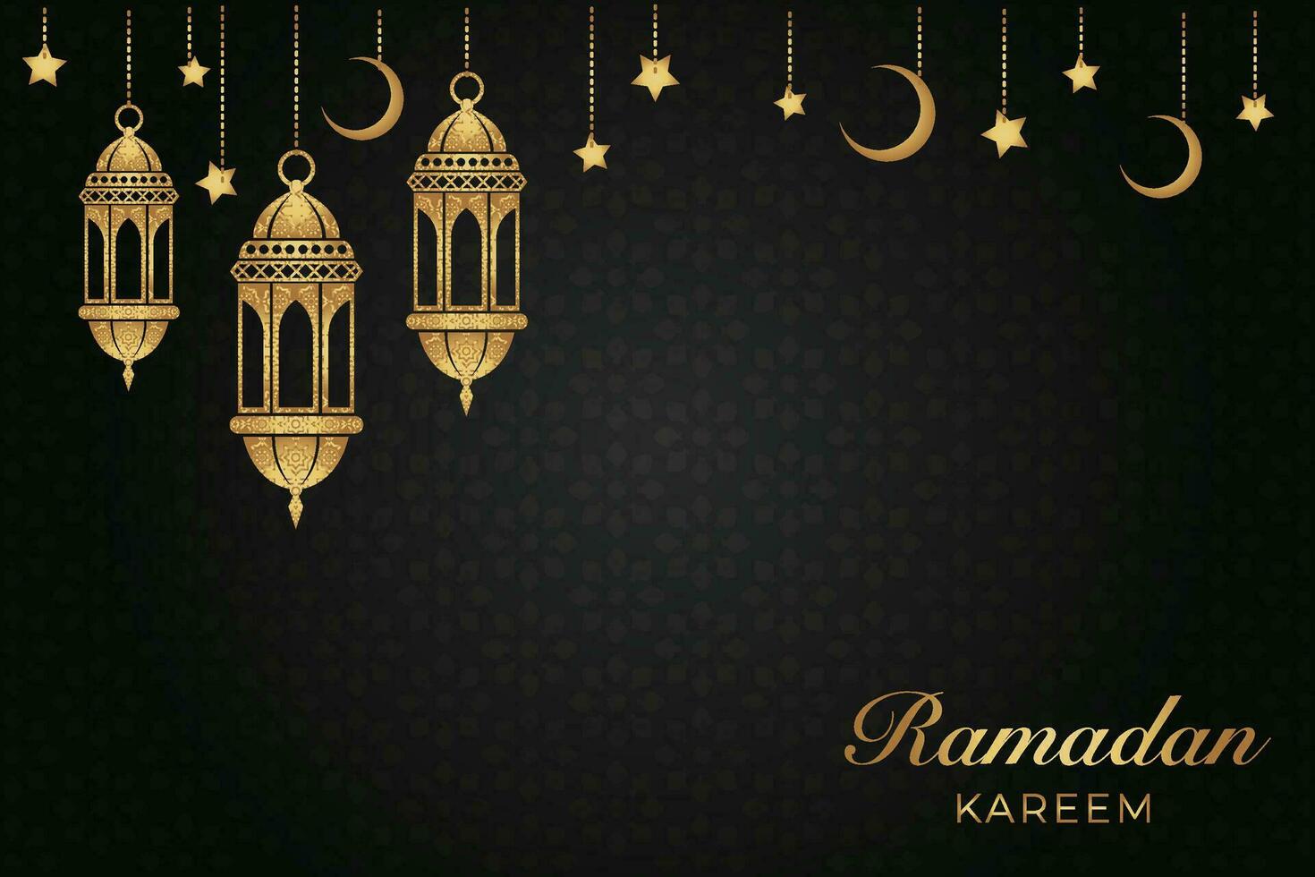 eid al-fitr mubarak salutation carte avec lanternes et croissant vecteur