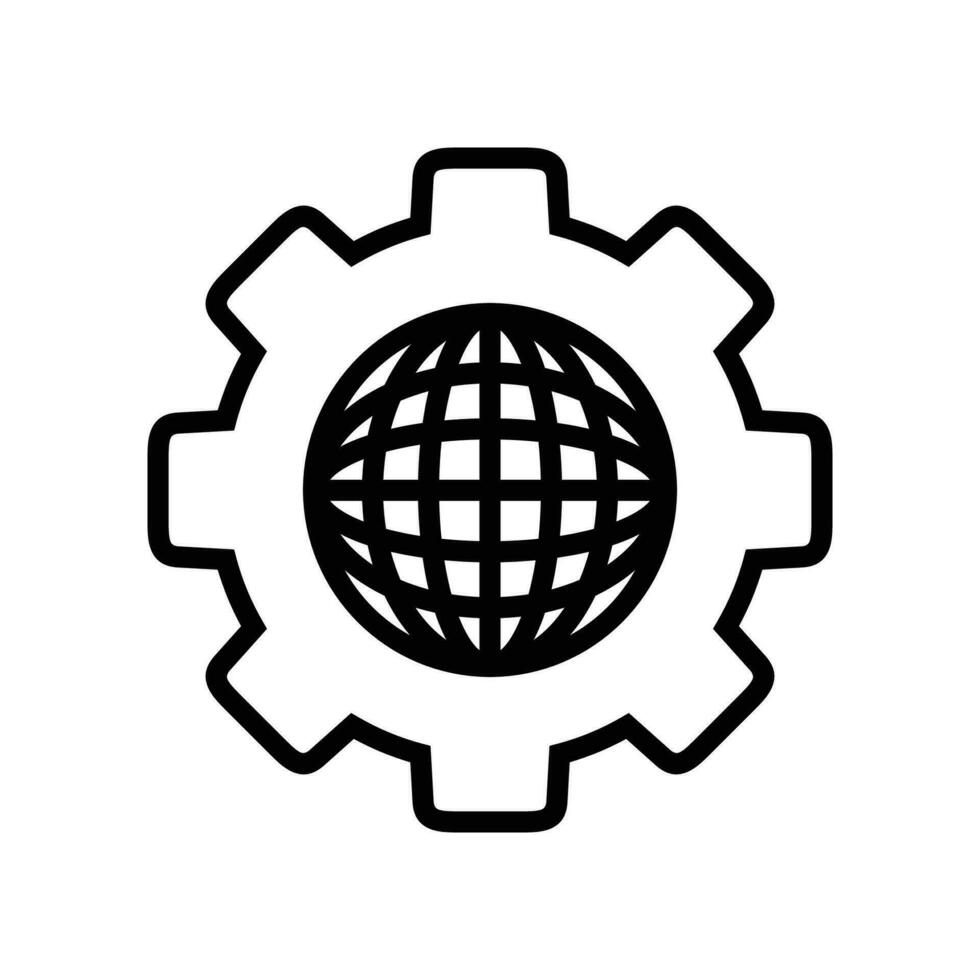 équipement global ligne icône conception. global affaires en relation icône contour vecteur