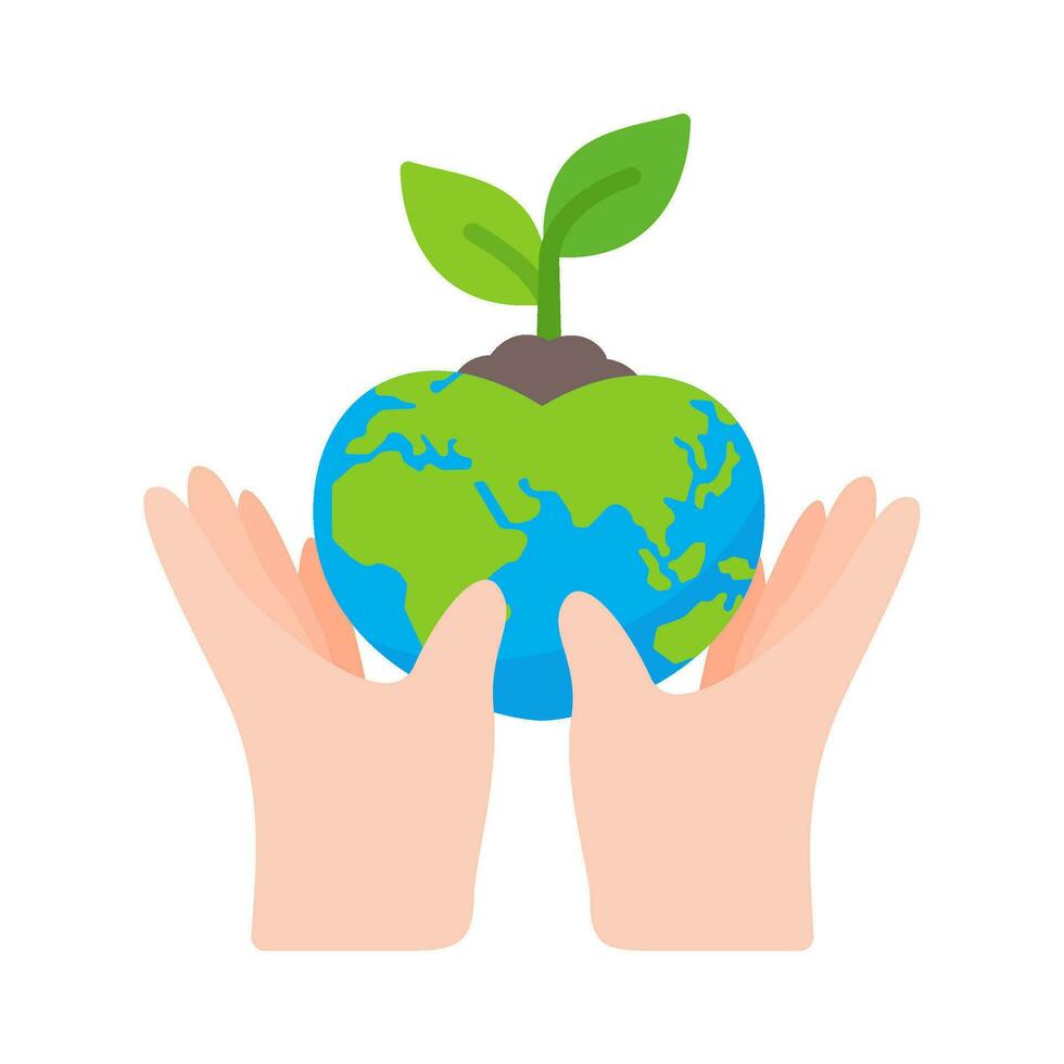 main en portant une l'eau laissez tomber globe campagne idée à réduire l'eau utilisation pour le monde sur monde l'eau journée vecteur