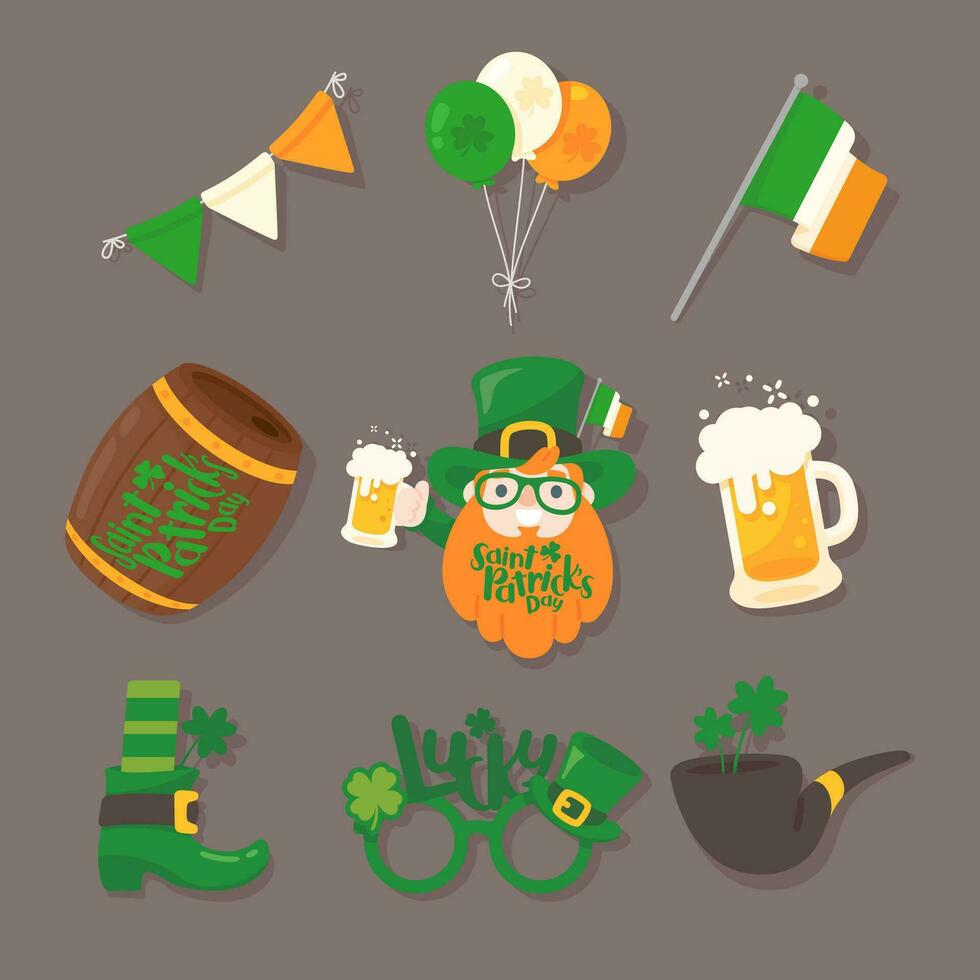 drapeaux, des ballons, Bière et costumes pour le st. patrick's journée fête vecteur