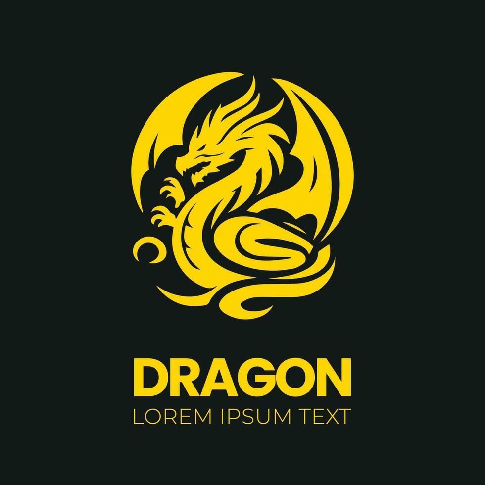 dragon vecteur icône illustration conception logo modèle, dragon silhouette, dragon emblème