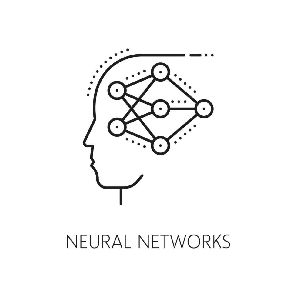 machine apprentissage neural réseau mince ligne icône vecteur