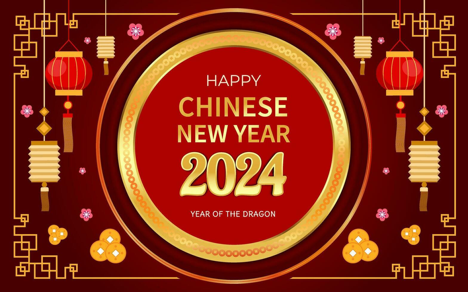 chinois Nouveau année de le dragon 2024 vecteur