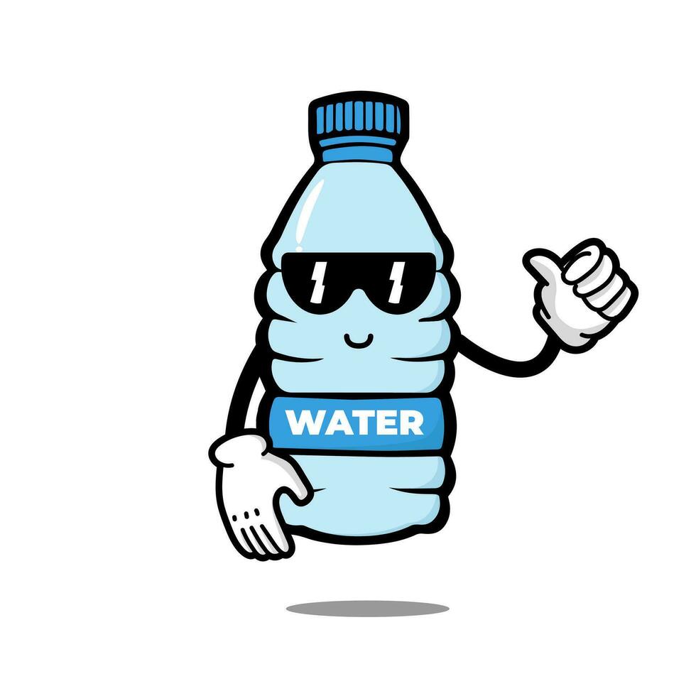 mignonne bouteille dessin animé personnage. minéral l'eau mascotte. vecteur