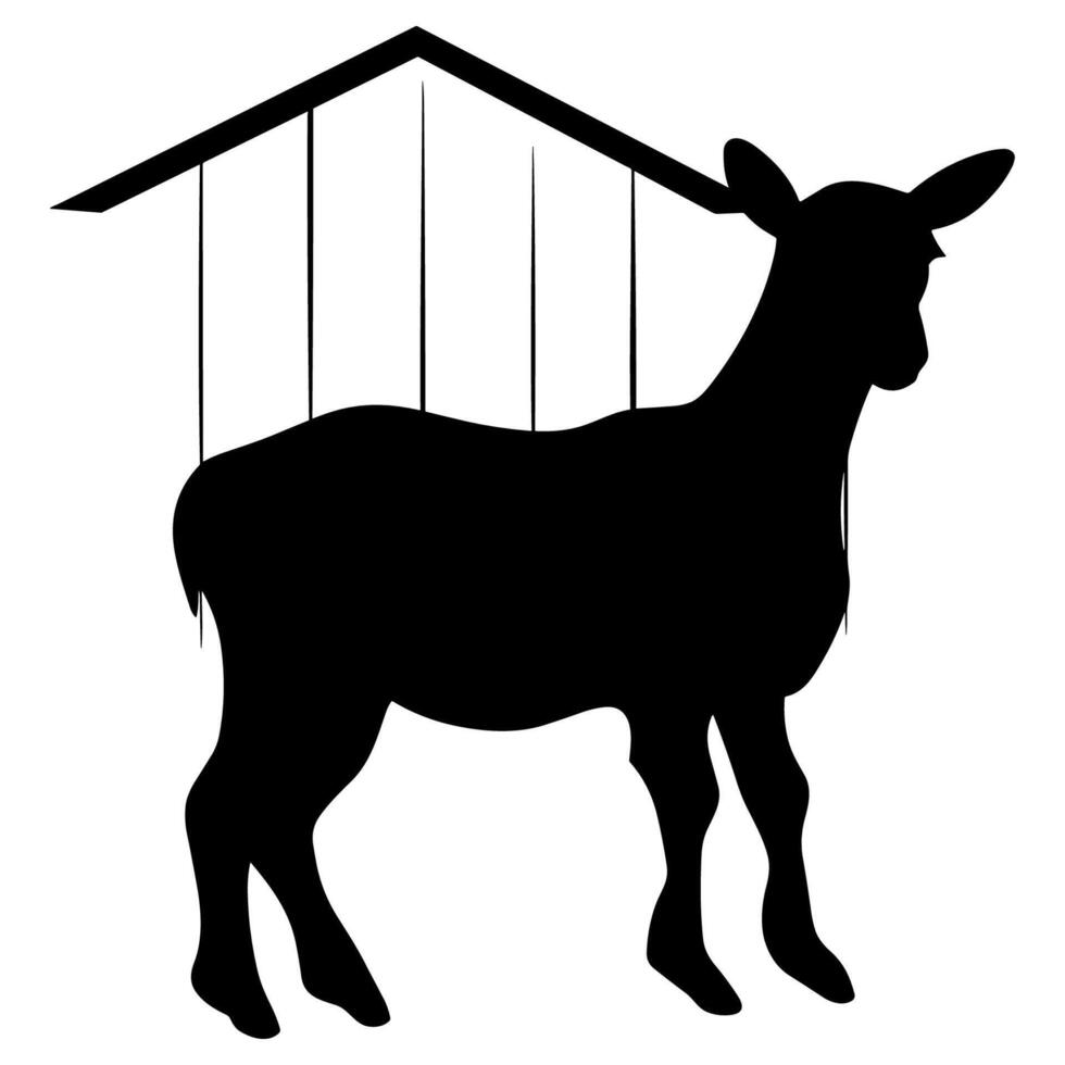 ferme animaux dans silhouette, les terres agricoles silhouette paysage vecteur illustration.