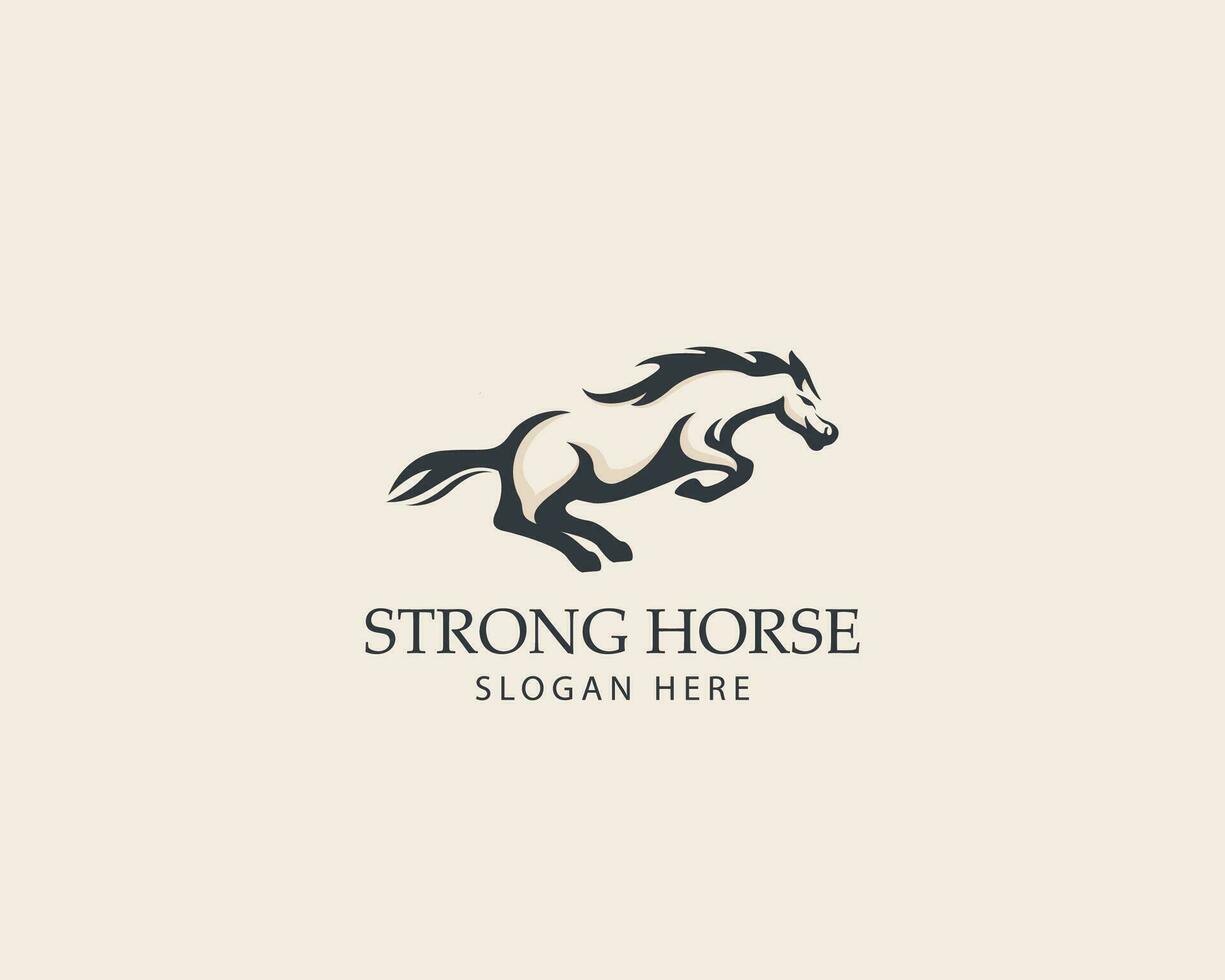 fort cheval logo courir Créatif animal vecteur