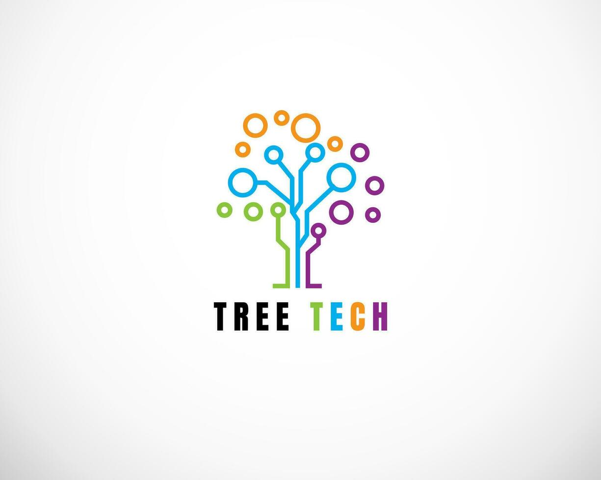 arbre technologie logo Créatif système numérique relier logo conception vecteur