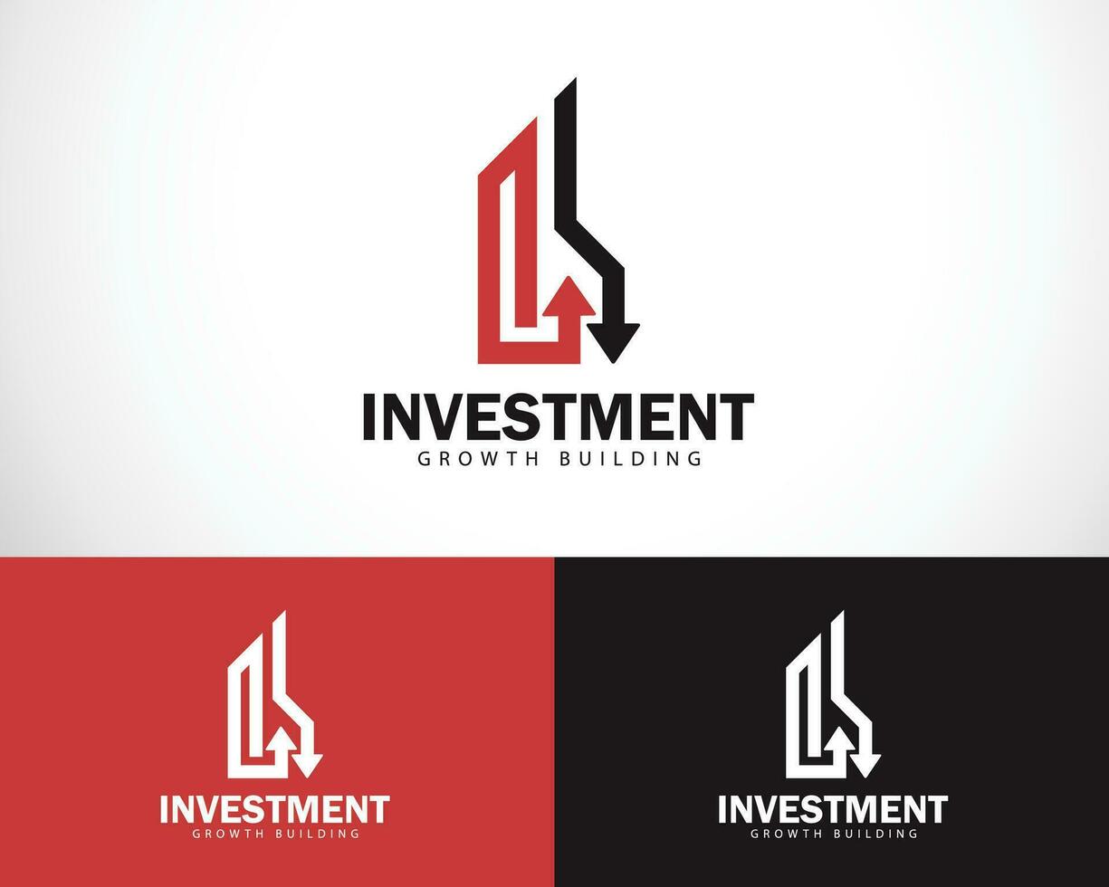 investir logo Créatif bâtiment construction ligne Créatif symbole La Flèche croissance affaires la finance vecteur