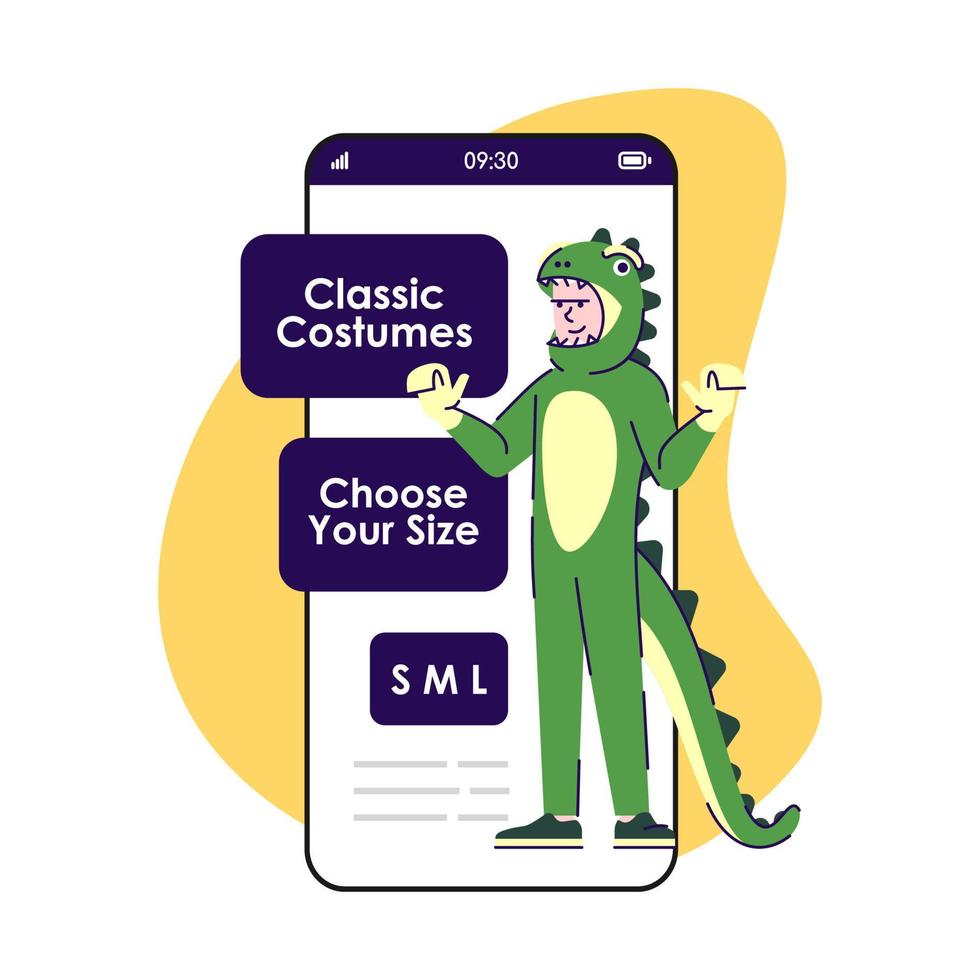 écran de l'application smartphone costumes classiques vecteur