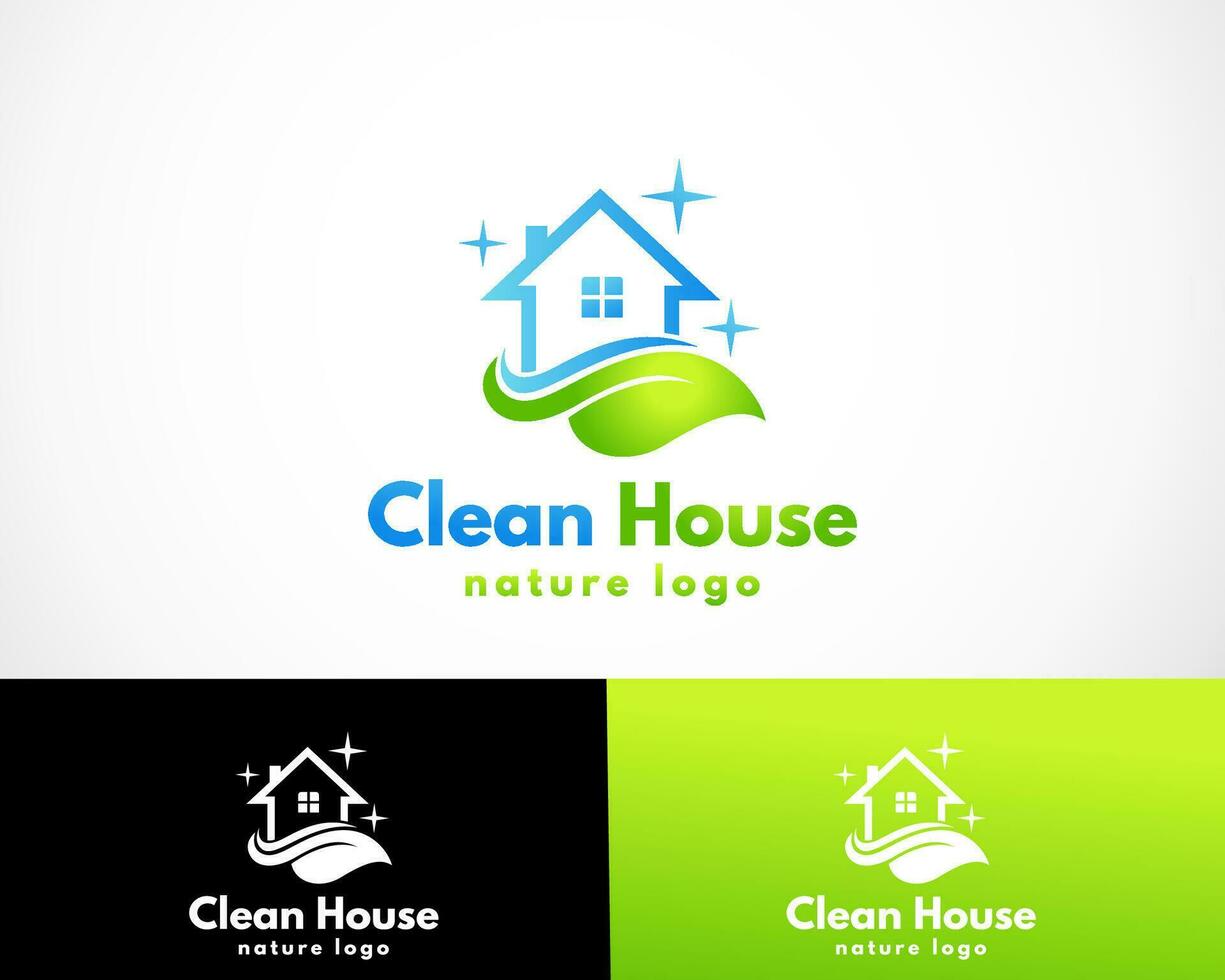 nettoyer maison logo la nature laisser logo conception modèle vecteur
