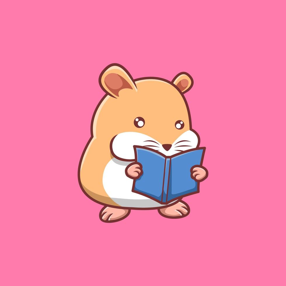 personnage de lecture de hamster vecteur