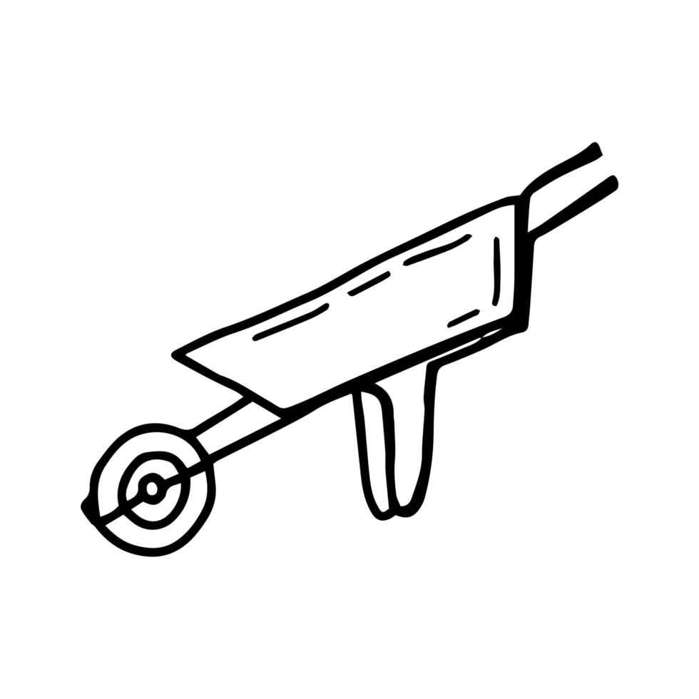illustration vectorielle dessinés à la main d'un beau camion en métal avec poignées pour le jardinage isolé sur fond blanc, doodle vecteur