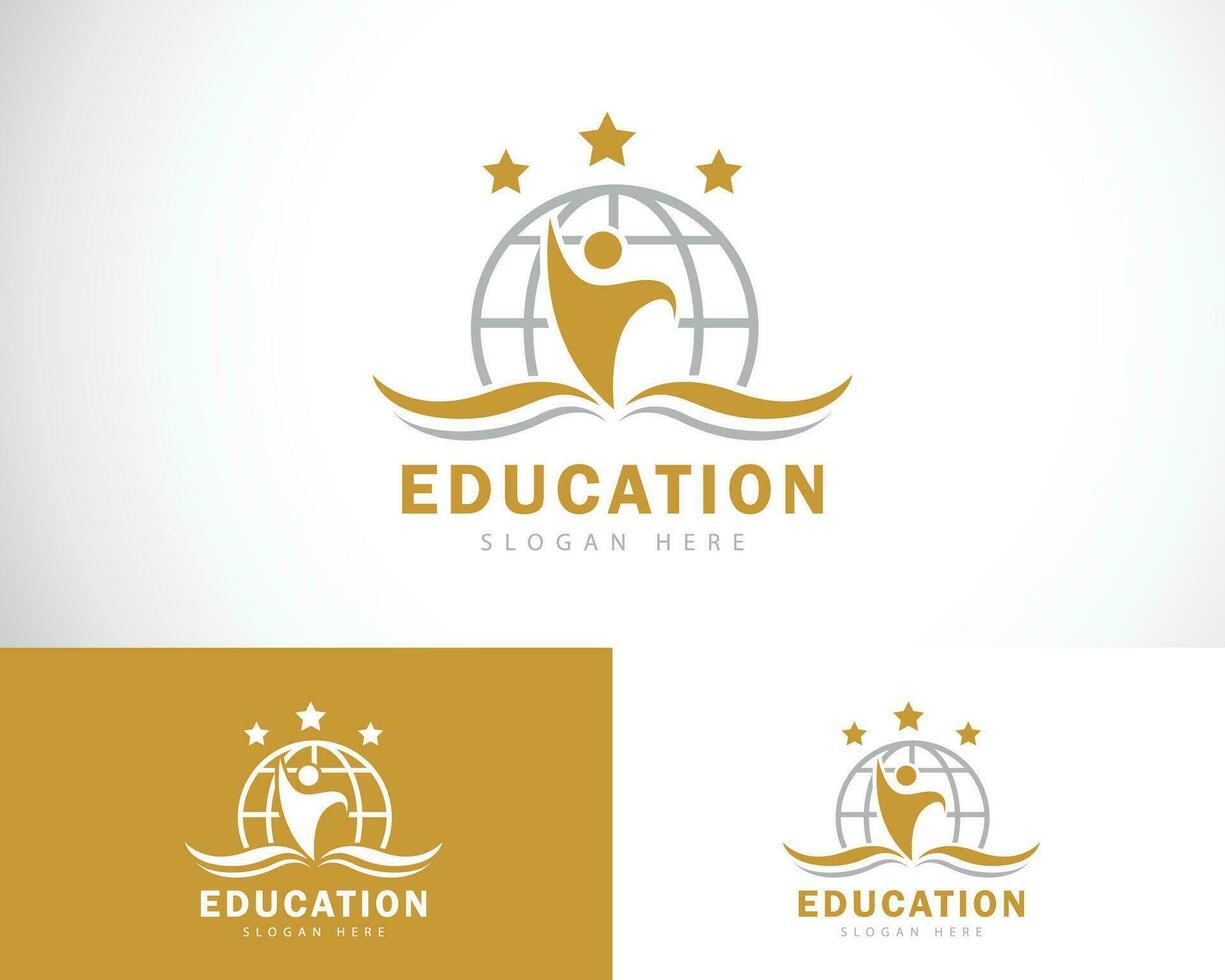 éducation logo Créatif monde gens intelligent Succès livre icône conception concept vecteur