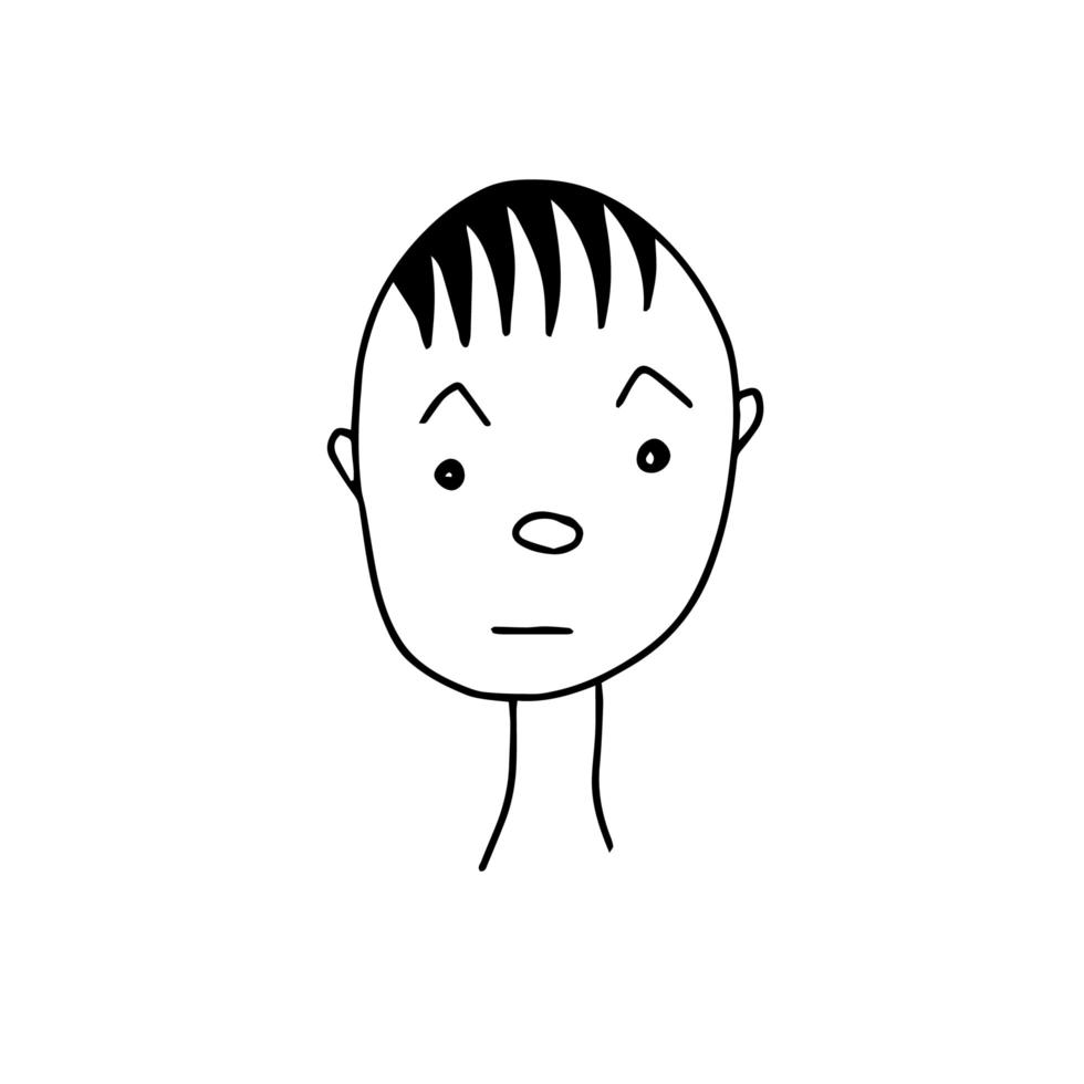 avatar de griffonnage de visage de dessin animé dessiné à la main, illustration vectorielle vecteur