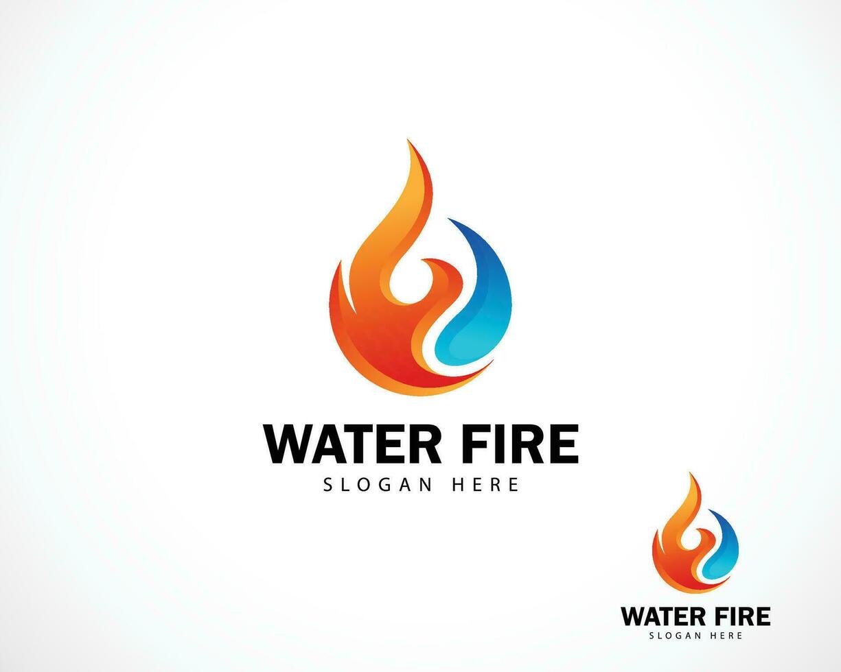 l'eau Feu logo conception Créatif icône conception flamme Couleur pente vecteur